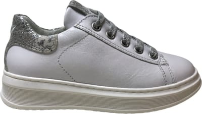 Naturino veter/rits zilveren snake hiel lederen sneakers Porter wit mt 24