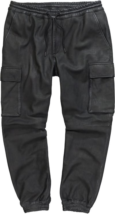 JP 1880 - Heren - Leren cargobroek leer het fijnste lamsnappaleer Relaxed Fit - Zwart - Maat 3XL