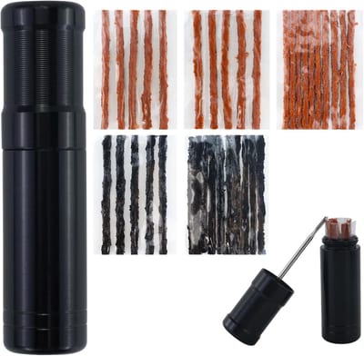 Tubeless Reparatieset - Fietsband Plakset - Banden Snel Repareren - Inclusief Vorkruimer - 35 Plakstrips - Zwart Bruin