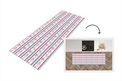 Keukenloper - Loper keuken - Roze - Olifant - Lijn - Design - 150x50 cm - Keukenloper vinyl