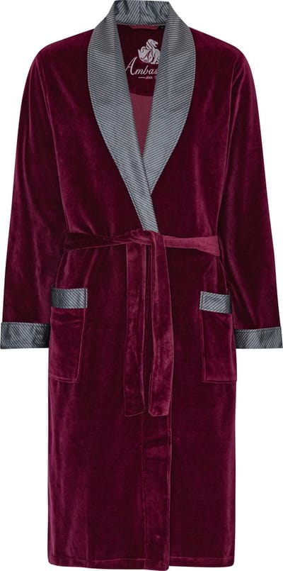 Ambassador Kamerjas Davos - Luxe Velours Heren Badjas - Bordeaux - Medium