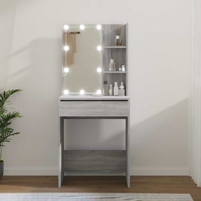 vidaXL - Kaptafel - met - LED-verlichting - 60x40x140 - cm - grijs - sonoma - eiken