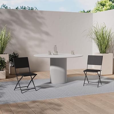 Luxe Set van 4 Inklapbare Polyrotan Klapstoelen Zwart – Weerbestendige Tuinstoelen tot 120 kg – Ruimtebesparend, Lichtgewicht & Draagbare Camping- en Balkonstoelen – Mobili Bella