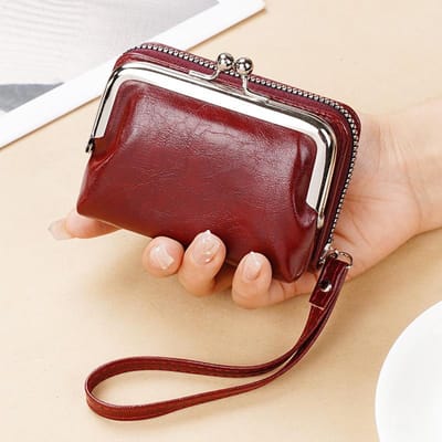 Nieuwe Damesportemonnee Polsbandje Kort Retro Stijl Muntgeld Opbergtas Draagbare Mini Kaarthouders Ritssluiting Geldclip brown