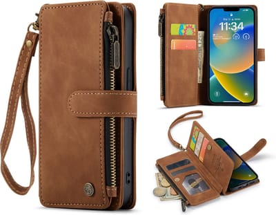 Casemania Hoesje Geschikt voor Apple iPhone SE (2022) / SE (2020) / 8 / 7 - Sienna Brown - Luxe Portemonnee Book Case met Rits