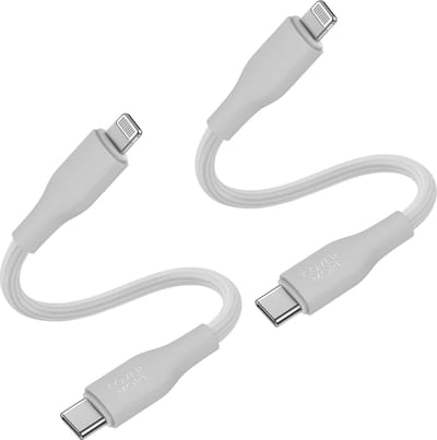 Usb-c naar Lightning kabel - Oplaadkabel geschikt voor iPhone - Snellader - Oplaadkabel - Stevig - Nylon - Kort - Wit - 2 stuks