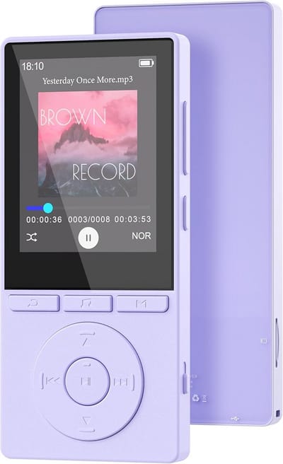 MP3-speler - Muziekspeler - Sport en Reizen - Ingebouwde Luidspreker - 64 GB - Paars