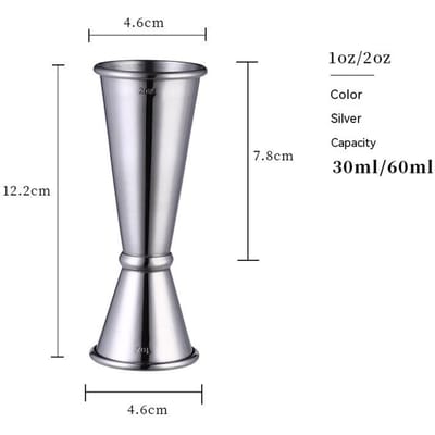 Roestvrijstalen Dubbelzijdige Maatbeker Cocktailshaker Drank Spiritus Maat Jigger Keuken Bar Barware Gereedschap gray