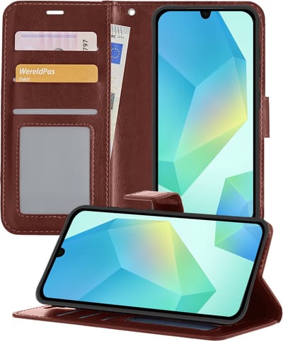 Hoesje - Geschikt voor Samsung Galaxy A16 - Luxe Bookcase - Walletcase Hoes - Portemonnee - Cover - Telefoonhoes - Bruin