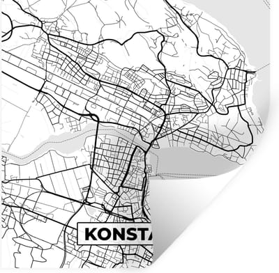Muurstickers - Sticker Folie - Konstanz - Plattegrond - Kaart - Stadskaart - 100x100 cm - Plakfolie - Muurstickers Kinderkamer - Zelfklevend Behang XXL - Zelfklevend behangpapier - Stickerfolie