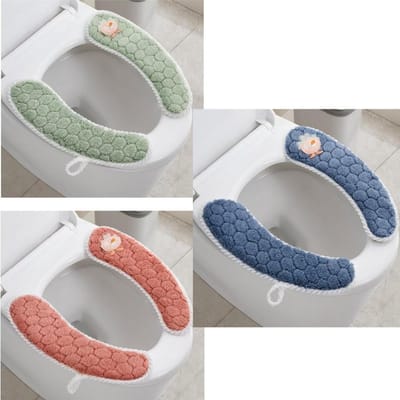 Toiletzitting Covers - Toiletbrilhoezen - Warmte & Comfort - Antislip & Wasbaar - 36 x 8.5 cm - Blauw Groen Roze