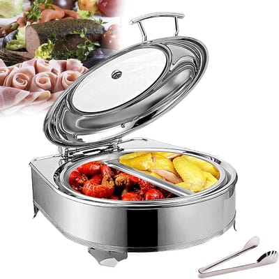 Elektrische Voedselwarmer - Warmhoudschaal Buffet - Buffetten Feesten - Slimme Temperatuurregeling - 6 Liter Inhoud - Zilverkleurig
