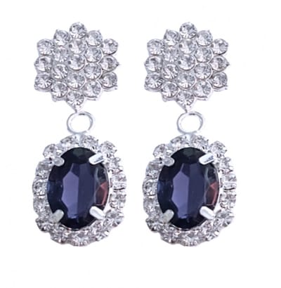 Clip oorbellen -Royal Blauw -zilverkleur -strass-geen gaatje- Charme Bijoux
