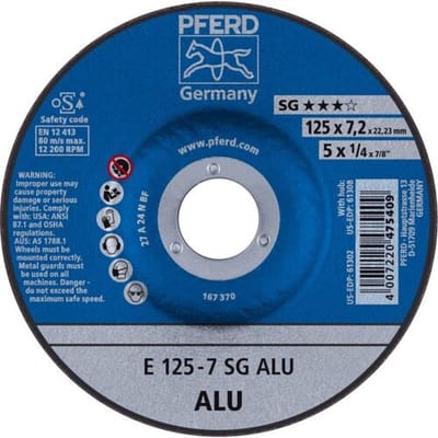 Afbraamschijf Gebogen 125 Mm 22.23 Mm Pferd Sg Alu 62212622 10 Stuks