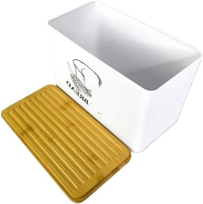 Metalen Broodtrommel - Brooddoos Broodbak - Brood Vers Houden - Met Snijplankdeksel - 32x26x17cm - Modern