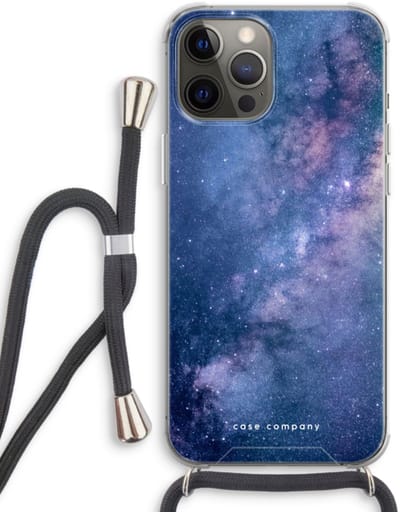 Case Company® - Hoesje met koord geschikt voor iPhone 12 Pro hoesje met Koord - Nebula - Telefoonhoesje met Zwart Koord - Bescherming aan alle Kanten en Over de Schermrand