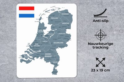 Muismat Kaart Nederland - Grijze kaart van Nederland muismat rubber - 19x23 cm - Muismat met foto