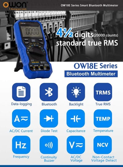 Digitale Multimeter True RMS Hoge Nauwkeurigheid met Draadloze Gegevenslogging en Auto-ranging