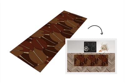Keukenloper - Loper keuken - Koffiebonen - Patronen - Coffee - 150x50 cm - Keukenloper vinyl