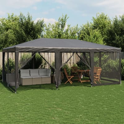 vidaXL - Partytent - met - 10 - mesh - zijwanden - 6x4 - m - HDPE - antracietkleurig