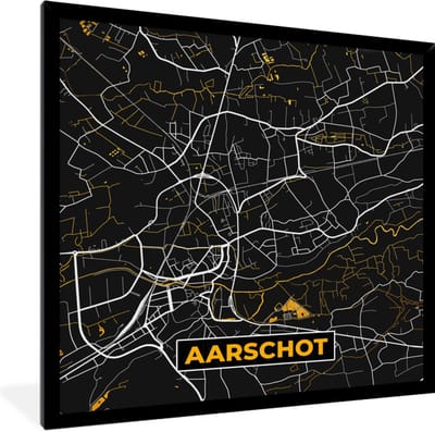 Fotolijst incl. Poster - Stadskaart - Aarschot - Plattegrond - Kaart - Goud - 40x40 cm - Posterlijst