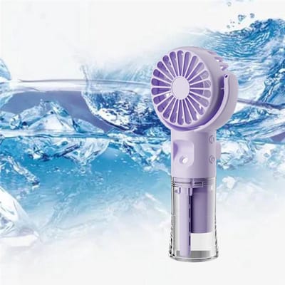 Handventilator - Ventilator Met Waternevel - 4 Standen - Draagbare Mini Ventilator - Mini Fan - Waaier - Luchtbevochtiger - Mini Airco - Draadloze Tafelventilator - 800MAH USB Oplaadbaar - Mist - Water - Voor Thuiskantoor, Reizen, Buiten - Paars