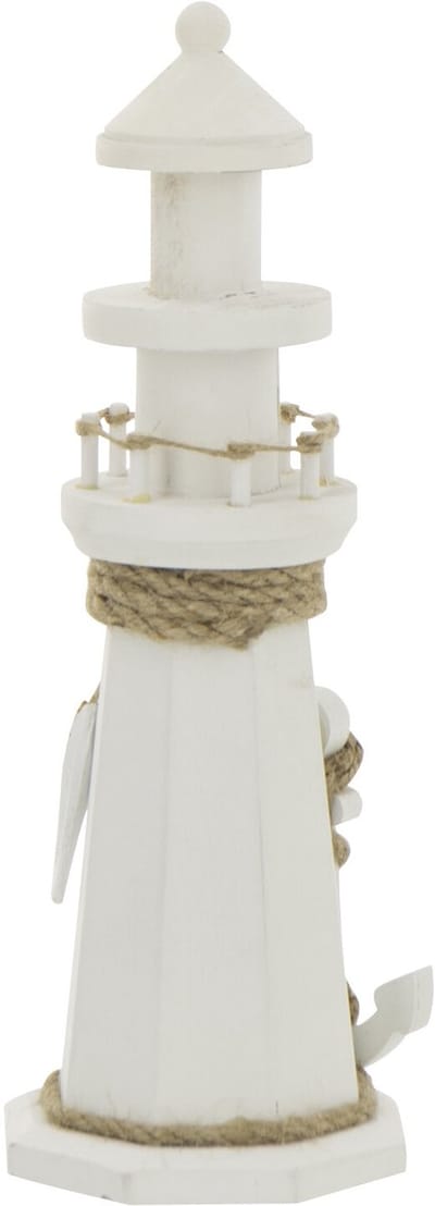 J-Line decoratie Vuurtoren - hout/touw - wit - small