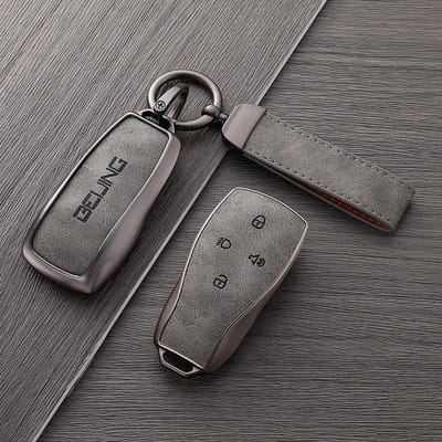 Étui à clés portable pour Baic Beijing Bj30 Bj40 Bj80 Bj90 U7 X7 Senova X25 X35 X55 X65 Ex5 Eu5 Ec5 Housse d'accessoires pour clé de voiture à distance gray