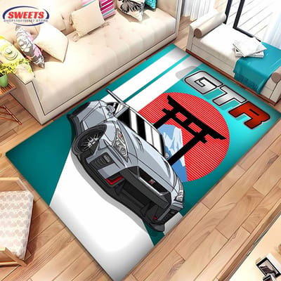 3D HD Print Klassieke GTR Raceauto Vloerkleed,Tapijt voor Woonkamer Slaapkamer Bank Deurmat Decor Kleed Antislip Vloermat Alfombra 40x60cm (16x24in)