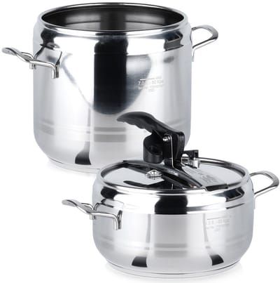 Orion Profi Serie - Roestvrijstalen Snelkookpan Set - 4+7 Liter - Dubbele Veiligheidsventielen - Geschikt voor Alle Kookplaten