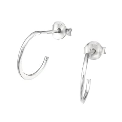 Aramat Jewels | Oorbellen | Zilveren Halve Hoepel Oorbellen 12x2mm | | | |2mm | Zilver | Kinderen, Volwassenen | Verkleurd niet