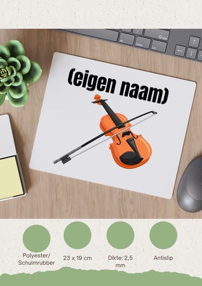 Akyol - viool met eigen naam Muismat - Viool - muziek liefhebbers - iemand die houdt van violen - verjaardag - cadeau - kado - geschenk - 23 bij 19 cm
