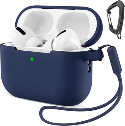 Schokbestendige Siliconen Hoes met Karabijnhaak voor AirPods Pro 3 (3e Generatie) - Lichtblauw