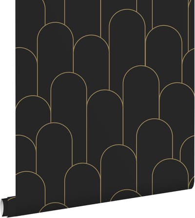 ESTAhome behang art deco motief zwart en goud - 50 x 900 cm - 139658