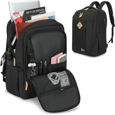 Hikr Rugzak – 100% Waterdichte Laptoptas met USB-poort – 29 liter Dagrugzak – Laptopvak t/m 18 inch – Meisjes, jongens, dames & heren – Schooltas middelbare school – Zwart