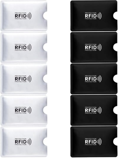 Dailygoods- Creditcardblok 10 Stuks - RFID-bescherming - NFC-blocker - Diefstalwerend Aluminiumfolie - Zilver/Zwart - Duurzaam - RFID-kaartbescherming