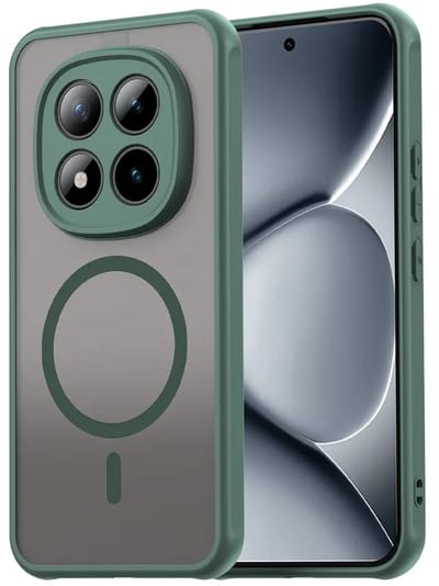 MobyDefend Hoesje - Geschikt voor Xiaomi Redmi Note 15 Pro Plus 5G - Case Geschikt voor MagSafe - Mat Transparant Met Gekleurde Rand - Groen