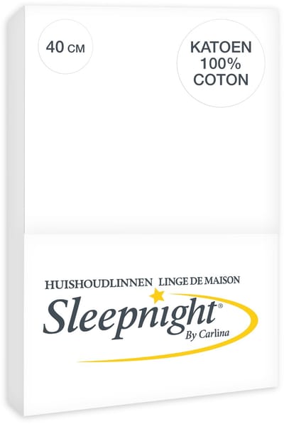 Sleepnight Hoeslaken Katoen 40 cm Wit - 90 x 220 cm - [Wit]