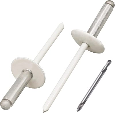 50x Grote Flens Blindklinknagels 4.8 x 20 mm Aluminium Wit Inclusief Boortje