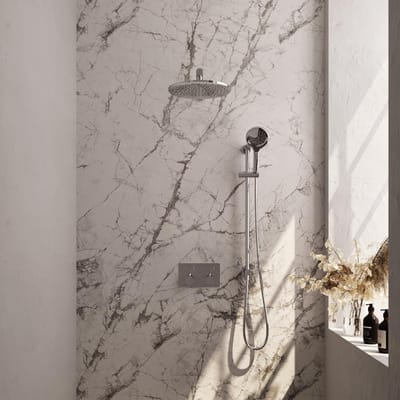 Brauer Chrome Edition Thermostatische Regendoucheset Inbouw - Hoofddouche 30 cm - Rechte Wandarm - Met Drukknoppen - Handdouche 3 Standen - Doucheslang - Geintegreerde Glijstang - Chroom