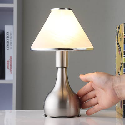 Lindby - Tafellamp - 1licht - glas, metaal - H: 25.5 cm - E14 - wit albast, gesatineerd nikkel