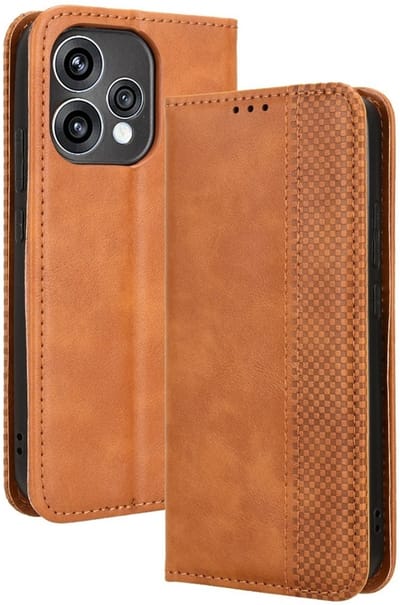 Coverup Hoesje - Geschikt voor OPPO Reno15 Hoesje - Coverup Vintage Style Book Case - Bruin