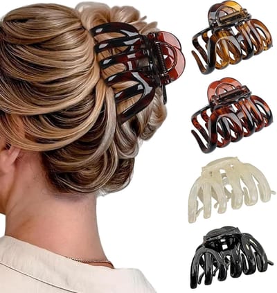 Groot, Haarclips voor dames, 4 stuks 3.8" Schildpad Haarklemmen, Sterke grip voor dik haar, Haaraccessoires voor Kerstmis/Verjaardagscadeaus