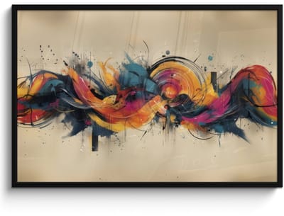Poster in lijst - Fotolijst 120x80 cm - Posters - Explosie - Kleurrijk - Vormen - Abstract - Posterlijst zwart - Decoratie - Wanddecoratie woonkamer - Muurdecoratie slaapkamer