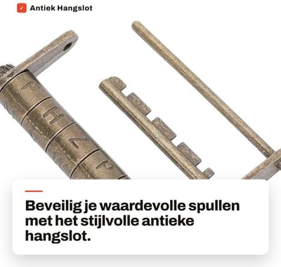 Dailygoods- Hangslot Antiek Retro - Combinatieslot Messing - Decoratie voor Kisten - Juwelendozen - Zinklegering - Afmetingen 8x3,5x1,5 cm - Decoratieslot