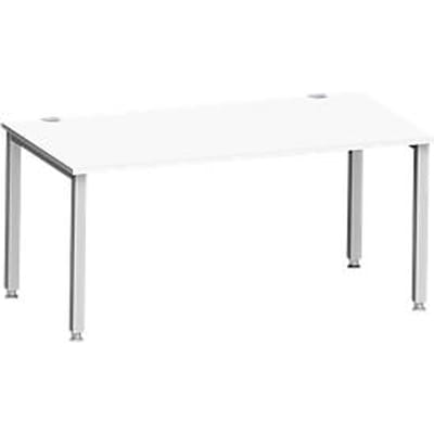 Bureau MODENA FLEX, rechthoekig, 4-poots vierkante buis, B 1600 x D 800 x H 720-820 mm, wit/wit aluminium