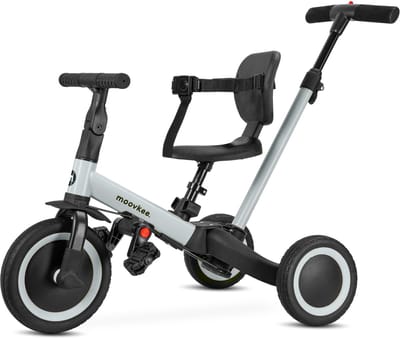 Driewieler met stuur 6in1 grijs - loopfiets vanaf 1 jaar - kinderfiets vanaf 1 jaar