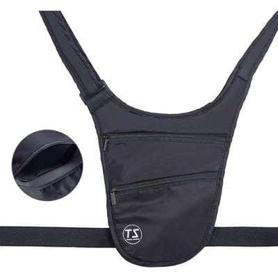 Sac Banane de Sport Antivol Imperméable Léger Pochette de Taille de Course Grande Capacité Sangle Réglable Sac de Ceinture Invisible Voyage noir
