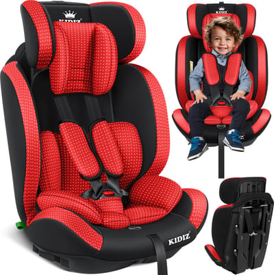 KIDIZ® kinderautostoeltje | kuip autostoeltje | 9 kg - 36 kg 1-12 jaar | groep 1/2 / 3 | universeel | goedgekeurd volgens ECE R44/04 | 6 verschillende kleuren | - Rood