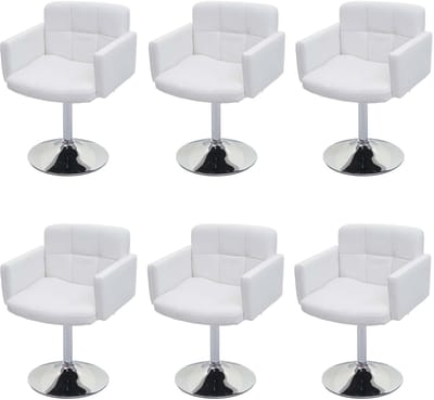 Set van 6 eetkamerstoelen Orlando, keukenstoel draaistoel, kunstleer chroom MVG-gecertificeerd ~ wit